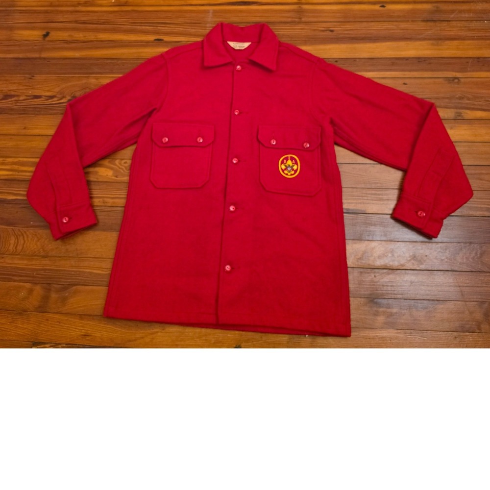 Vintage 60's 70's Boy Scouts of America Red Wool Blend Official Jacket Mens